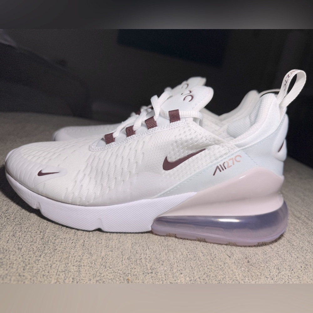 7YMen/8.5 Women - Nike Air Max 270 GS White Brush Pink Gym Run Train Shoes NEW